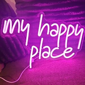 Neon Wall Art 'My Happy Place' - Purple
